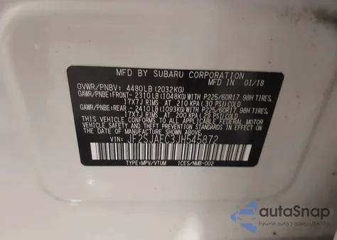 2018 Subaru Forester 2.5I Premium z USA, uszkodzony, nr VIN JF2SJAEC3JH545872